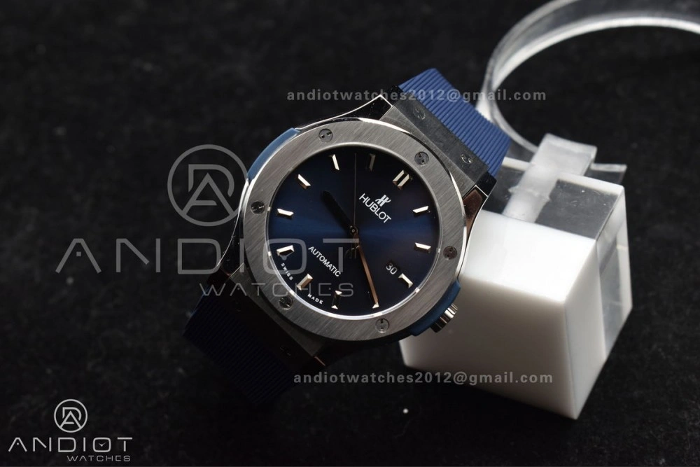 Fusion 42mm SS HBF 1:1 Best Edition Blue Dial On Blue Gummy Strap A Upgraded 269