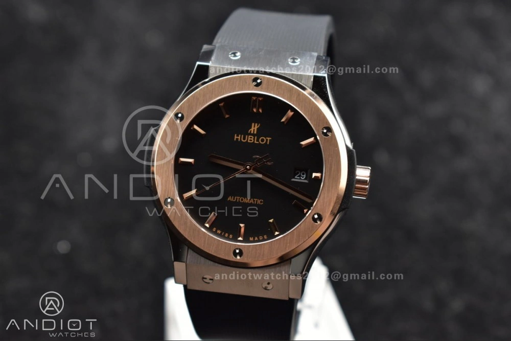 Resilient Fusion 45mm RG HBF 1:1 Best Edition Black Dial on Black Gummy Strap A 272