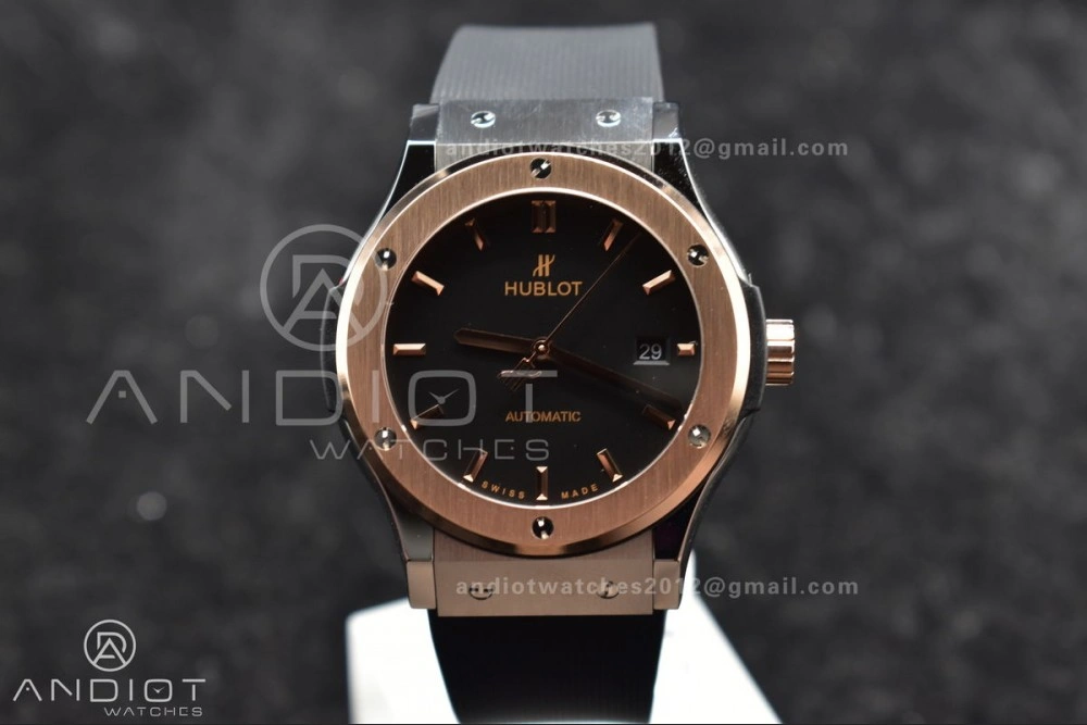 Resilient Fusion 45mm RG HBF 1:1 Best Edition Black Dial on Black Gummy Strap A 272