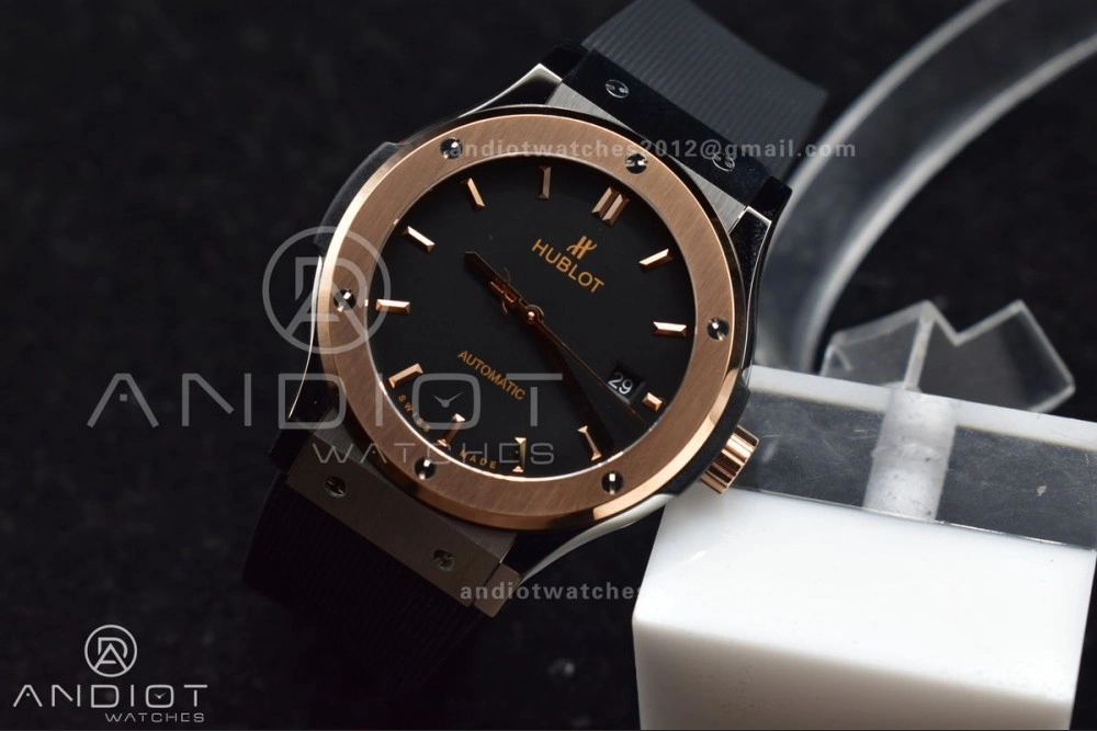 Resilient Fusion 45mm RG HBF 1:1 Best Edition Black Dial on Black Gummy Strap A 272