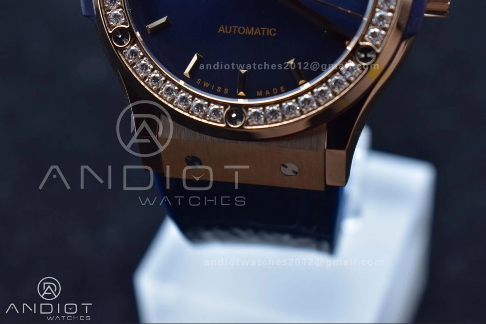 ZeroBulk Fusion 45mm SS HBF 1:1 Best Edition Blue Dial with Diamond Bezel on Blue Gummy Strap A 274