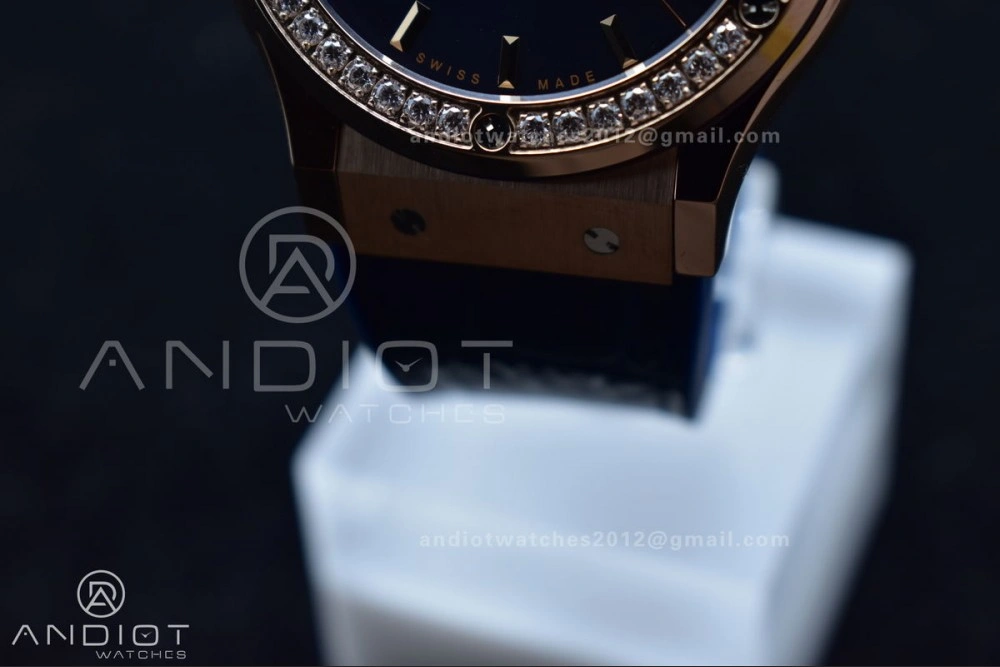 ZeroBulk Fusion 45mm SS HBF 1:1 Best Edition Blue Dial with Diamond Bezel on Blue Gummy Strap A 274