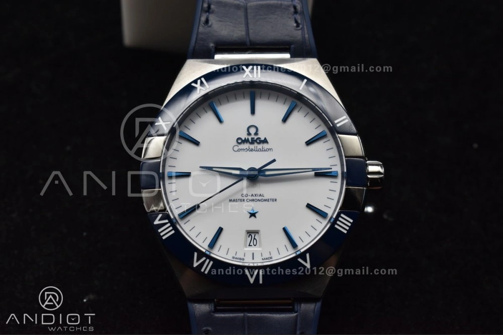 SunProtective Constellation Blue Ceramic SS VSF 1:1 Best Edition White Dial on Blue Gummy Strap A8900 Super Clone 36