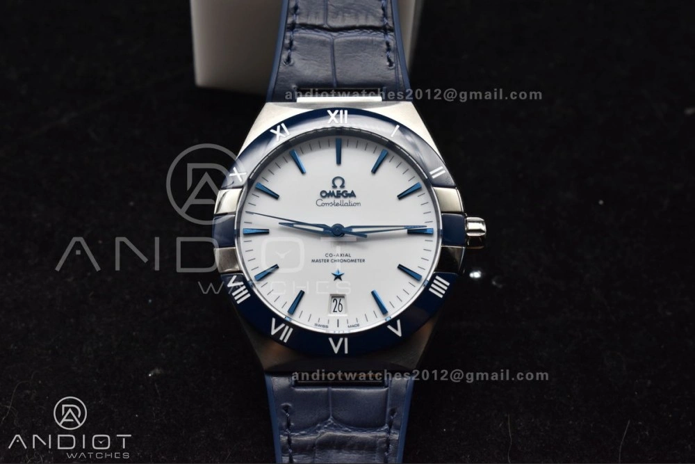SunProtective Constellation Blue Ceramic SS VSF 1:1 Best Edition White Dial on Blue Gummy Strap A8900 Super Clone 36