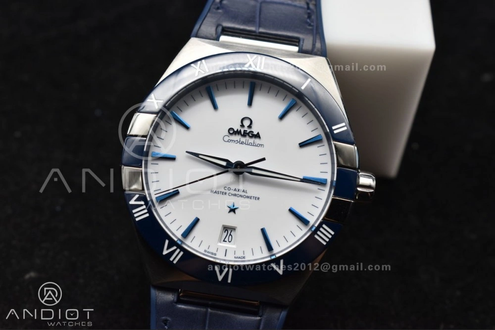 SunProtective Constellation Blue Ceramic SS VSF 1:1 Best Edition White Dial on Blue Gummy Strap A8900 Super Clone 36