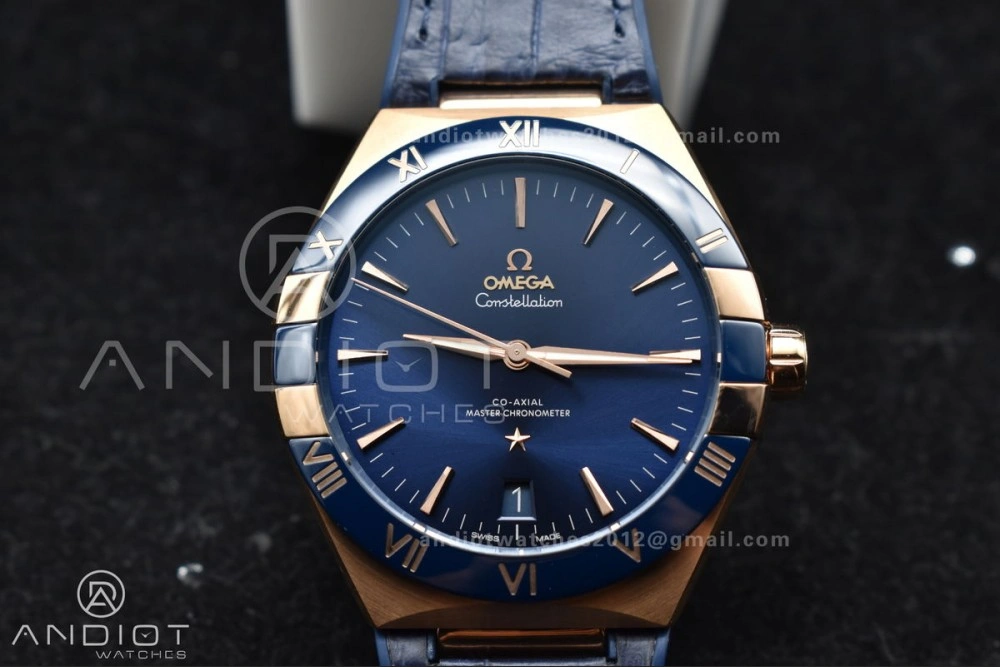 Durable Constellation Blue Ceramic YG VSF 1:1 Best Edition Blue Dial On Blue Gummy Strap A8900 Super Clone 541