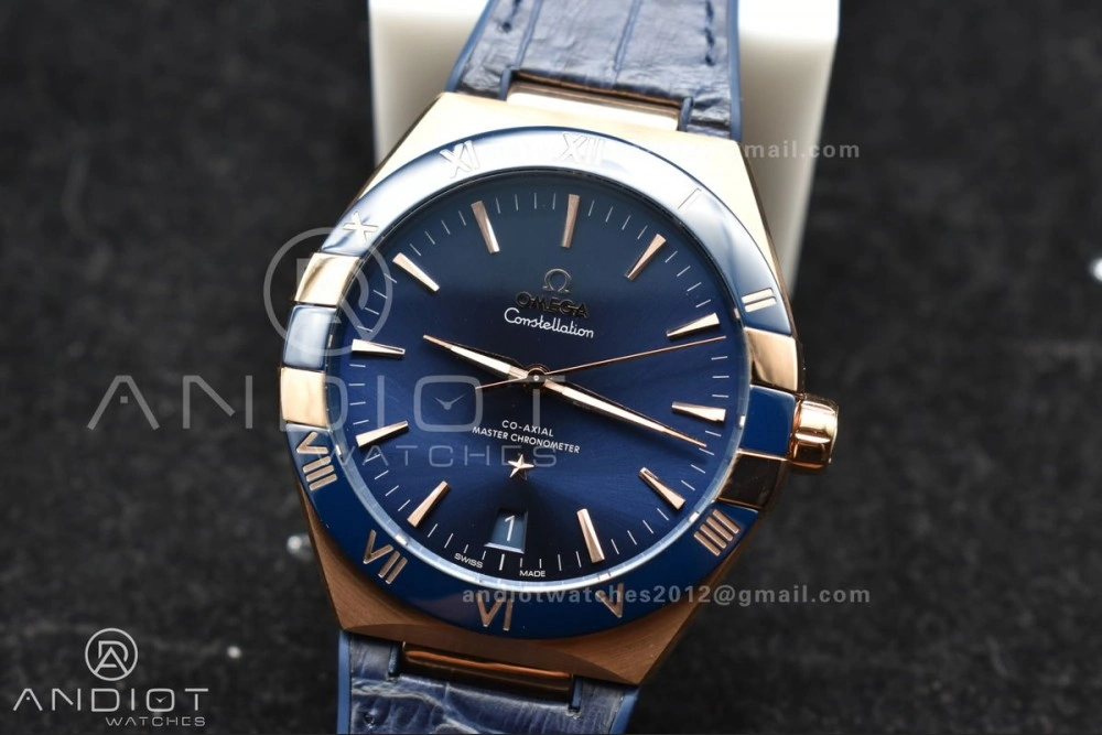 Durable Constellation Blue Ceramic YG VSF 1:1 Best Edition Blue Dial On Blue Gummy Strap A8900 Super Clone 541