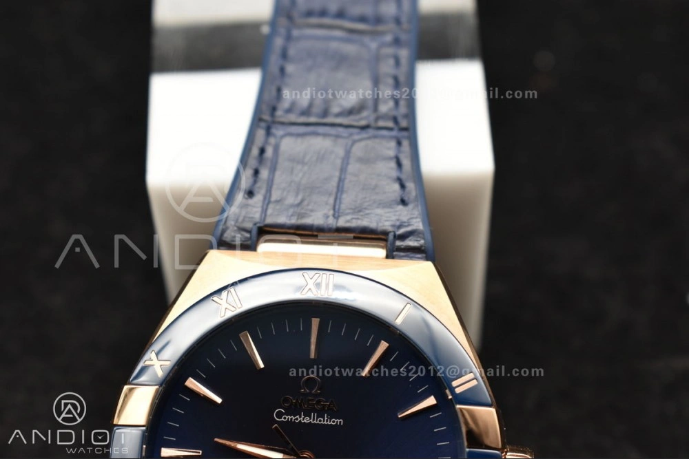 Durable Constellation Blue Ceramic YG VSF 1:1 Best Edition Blue Dial On Blue Gummy Strap A8900 Super Clone 541