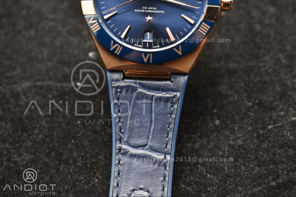 Durable Constellation Blue Ceramic YG VSF 1:1 Best Edition Blue Dial On Blue Gummy Strap A8900 Super Clone 541