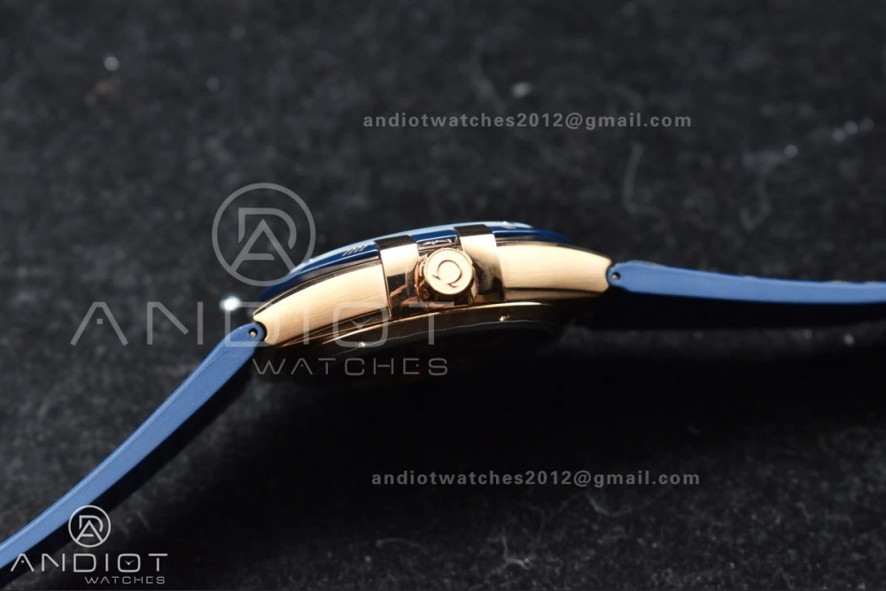 Durable Constellation Blue Ceramic YG VSF 1:1 Best Edition Blue Dial On Blue Gummy Strap A8900 Super Clone 541