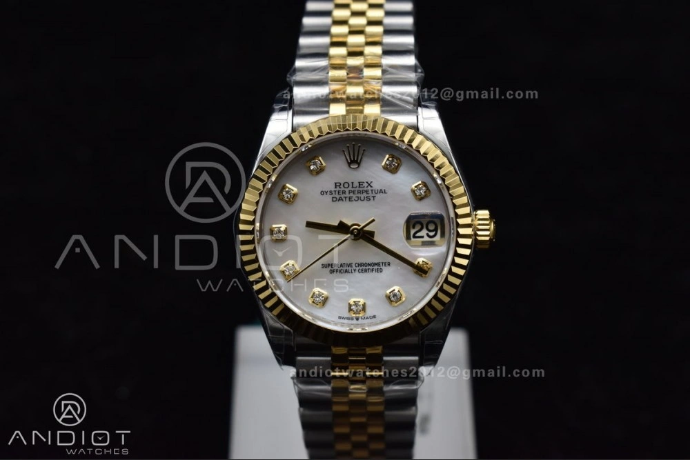DateJust 31 Ladies 278271 GSF 316L Steel MOP Diamond Dial On YG President Bracelet Colorful 542