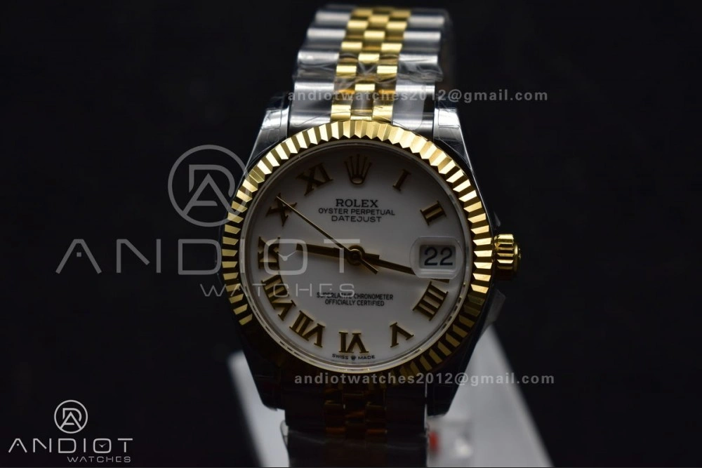 Lightweight DateJust 31 Ladies 278271 GSF 316L Steel White Dial Roman Markers on YG President Bracelet 550