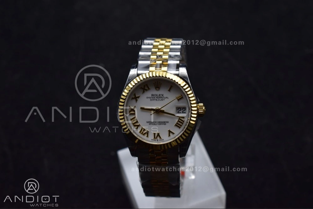 Lightweight DateJust 31 Ladies 278271 GSF 316L Steel White Dial Roman Markers on YG President Bracelet 550