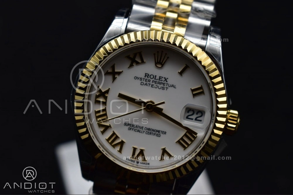 Lightweight DateJust 31 Ladies 278271 GSF 316L Steel White Dial Roman Markers on YG President Bracelet 550