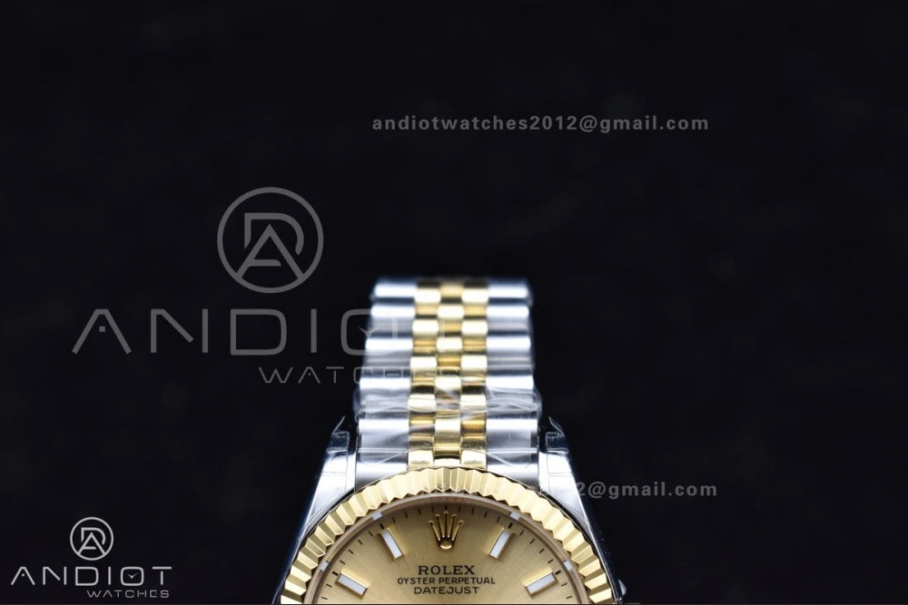 DateJust 31 Ladies 278273 GSF 316L Steel Gold Dial Stick Markers On YG President Bracelet Breathable 549
