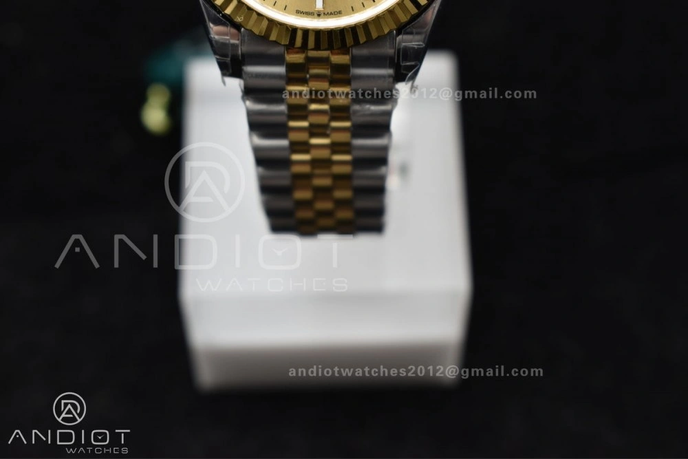 DateJust 31 Ladies 278273 GSF 316L Steel Gold Dial Stick Markers On YG President Bracelet Breathable 549