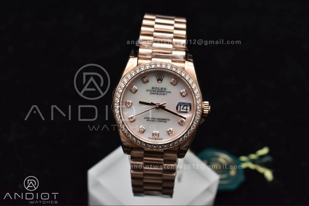 DateJust 31 Ladies 278275 GSF 316L Steel MOP Diamond Dial On Full RG Case and President Sytle Bracelet WellDesigned 551