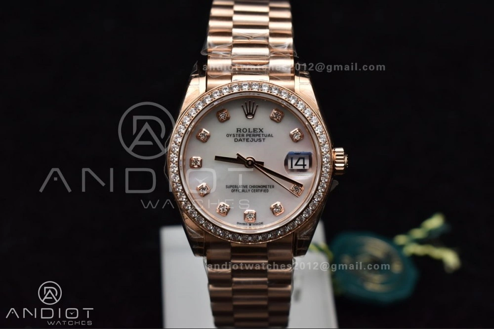 DateJust 31 Ladies 278275 GSF 316L Steel MOP Diamond Dial On Full RG Case and President Sytle Bracelet WellDesigned 551