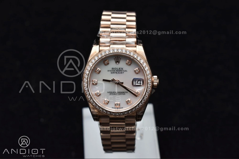 DateJust 31 Ladies 278275 GSF 316L Steel MOP Diamond Dial On Full RG Case and President Sytle Bracelet WellDesigned 551