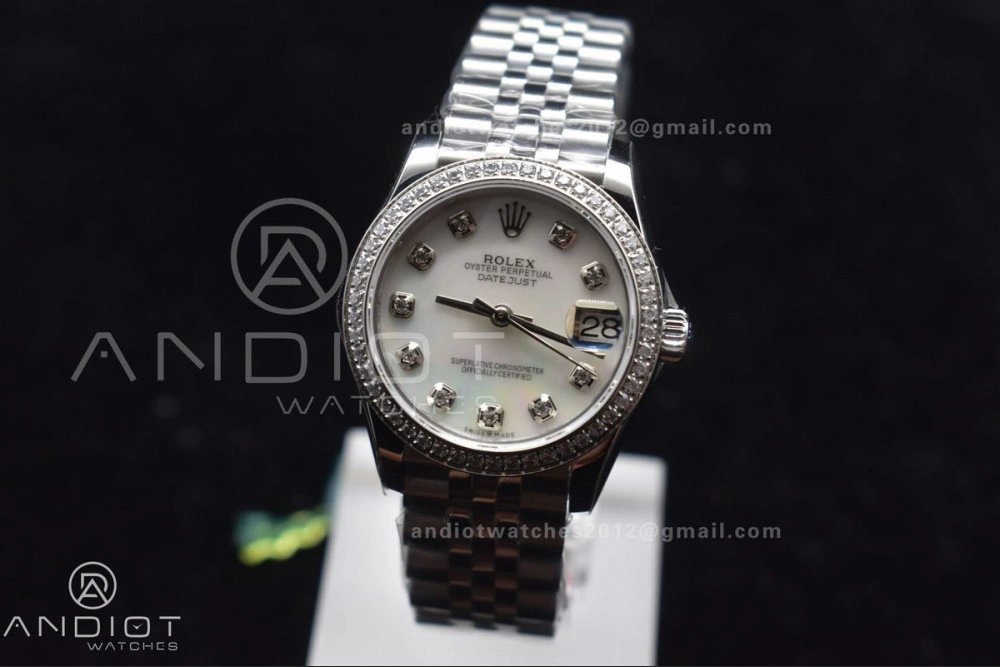 DateJust 31 Ladies 278289 WF 316L Steel White Dial Fluted Bezel On President Syle Bracelet Seasonal 408
