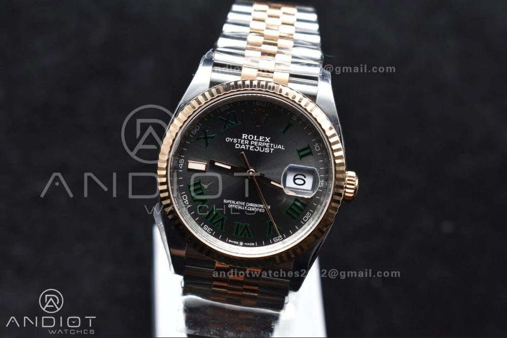 DateJust 36 126231 Clean 1:1 Best Edition 904L Steel Gray DIal Green Roman Marker on SS RG Jubilee Bracelet VR Original 567