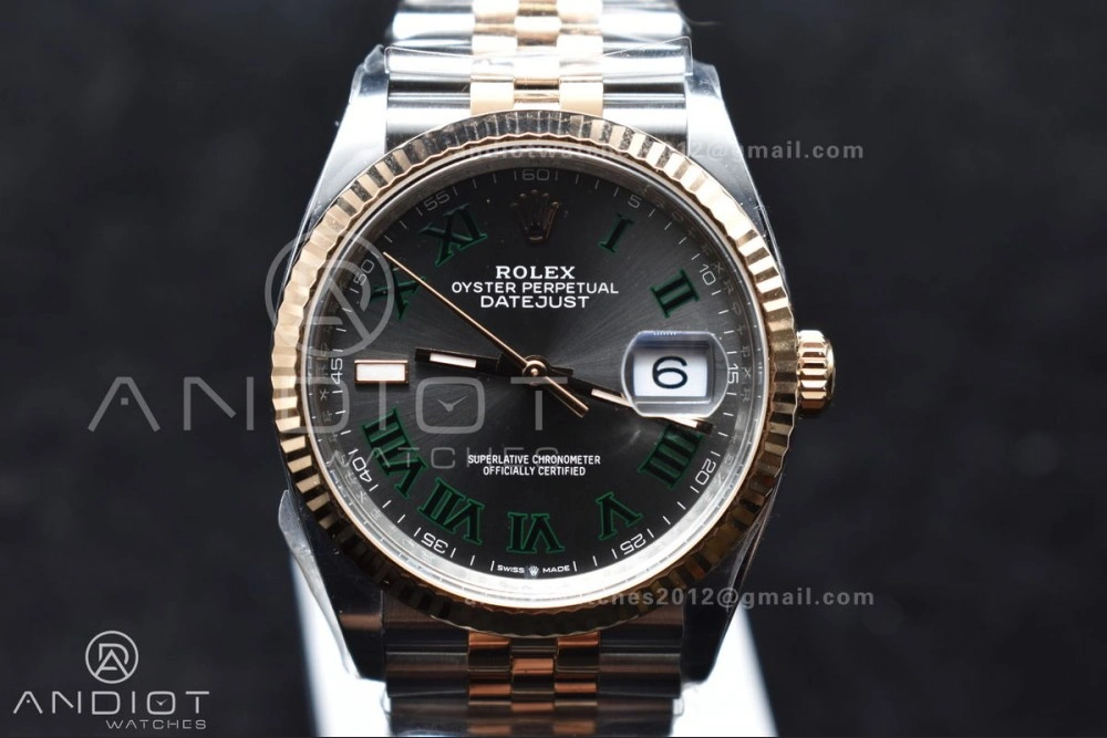 DateJust 36 126231 Clean 1:1 Best Edition 904L Steel Gray DIal Green Roman Marker on SS RG Jubilee Bracelet VR Original 567