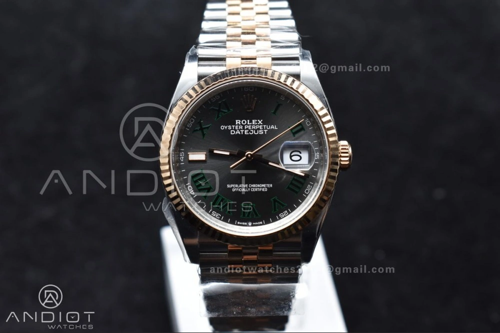DateJust 36 126231 Clean 1:1 Best Edition 904L Steel Gray DIal Green Roman Marker on SS RG Jubilee Bracelet VR Original 567