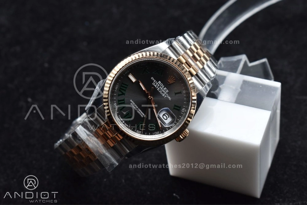 DateJust 36 126231 Clean 1:1 Best Edition 904L Steel Gray DIal Green Roman Marker on SS RG Jubilee Bracelet VR Original 567