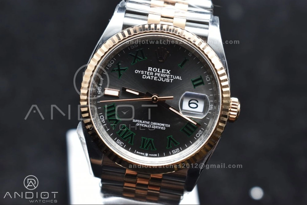 DateJust 36 126231 Clean 1:1 Best Edition 904L Steel Gray DIal Green Roman Marker on SS RG Jubilee Bracelet VR Original 567