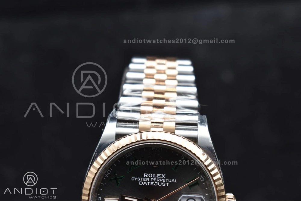 DateJust 36 126231 Clean 1:1 Best Edition 904L Steel Gray DIal Green Roman Marker on SS RG Jubilee Bracelet VR Original 567