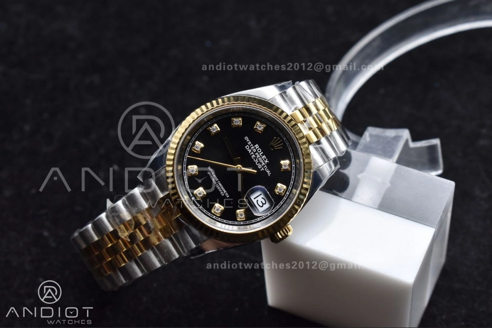 RelaxedFit DateJust 36 126233 Clean 1:1 Best Edition 904L Steel Black Diamonds Dial on SS YG Jubilee Bracelet VR 556