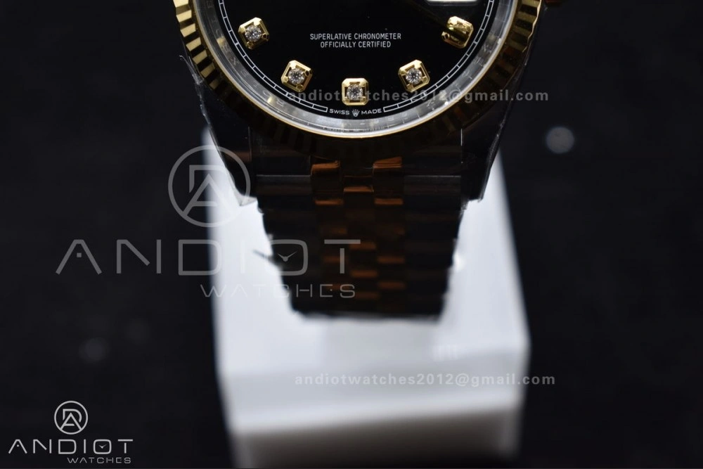 RelaxedFit DateJust 36 126233 Clean 1:1 Best Edition 904L Steel Black Diamonds Dial on SS YG Jubilee Bracelet VR 556