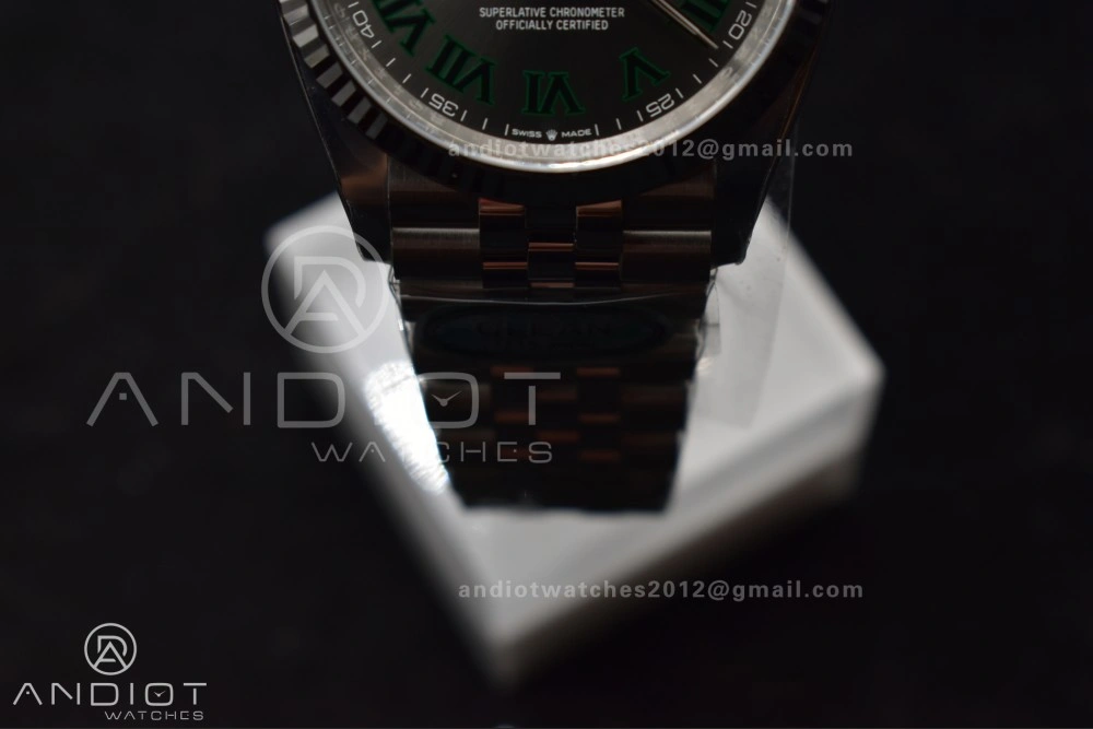 EasyMatch DateJust 36 126234 Clean 1:1 Best Edition 904L Steel Gray Dial Green Roman Markers on Jubilee Bracelet VR 562