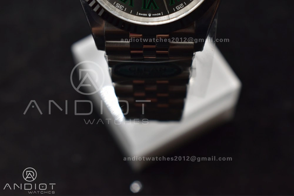 EasyMatch DateJust 36 126234 Clean 1:1 Best Edition 904L Steel Gray Dial Green Roman Markers on Jubilee Bracelet VR 562