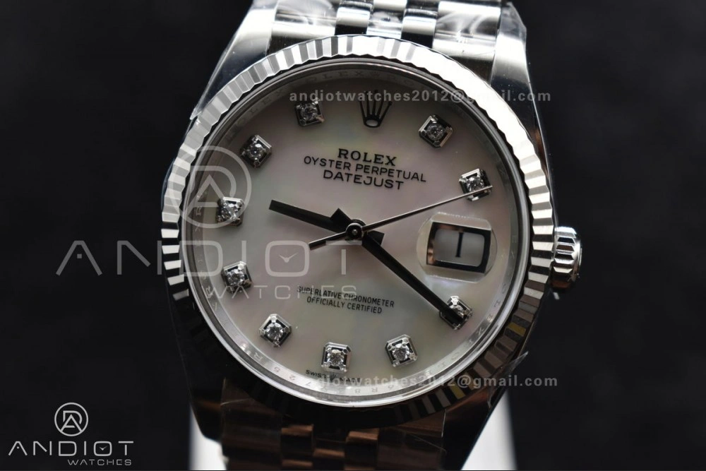 Chic DateJust 36 126234 Clean 1:1 Best Edition 904L Steel White MOP Diamonds Dial on Jubilee Bracelet VR 570