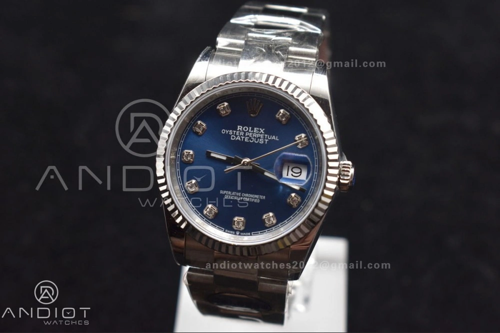 MultiPurpose DateJust 36 DIWF 1:1 Best Edition 904L Steel Blue Diamonds Dial on Oyster Bracelet SA 403