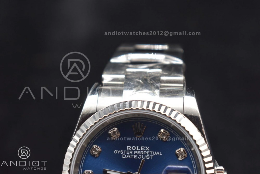 MultiPurpose DateJust 36 DIWF 1:1 Best Edition 904L Steel Blue Diamonds Dial on Oyster Bracelet SA 403