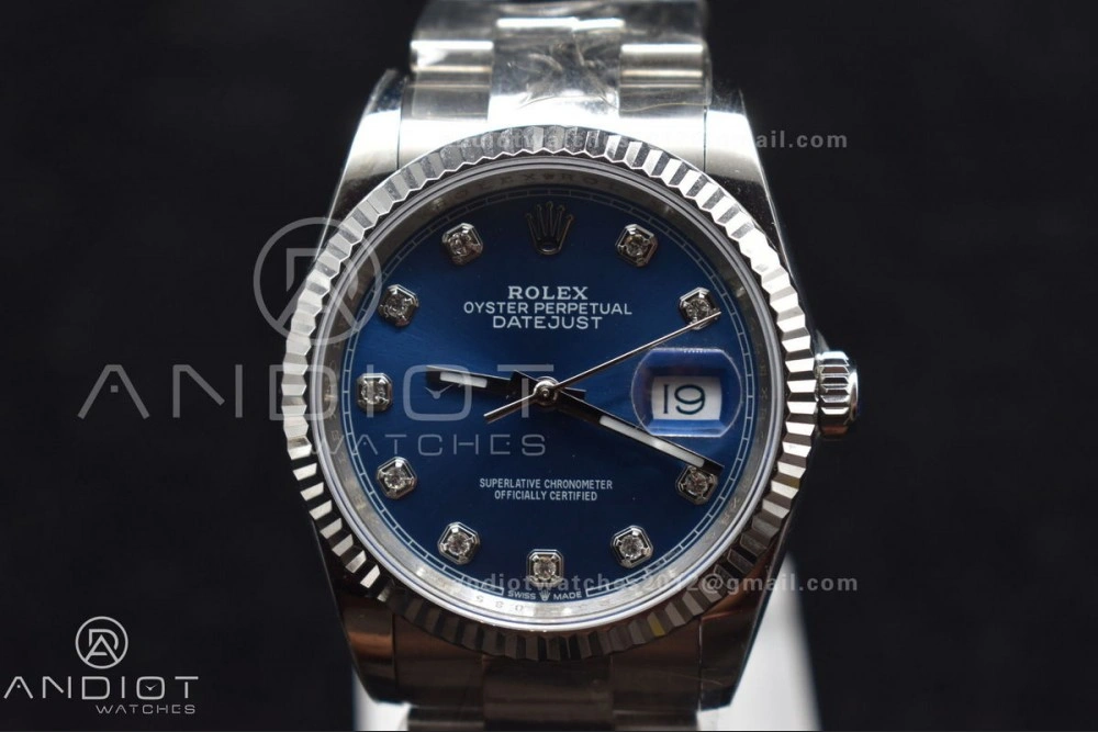 MultiPurpose DateJust 36 DIWF 1:1 Best Edition 904L Steel Blue Diamonds Dial on Oyster Bracelet SA 403