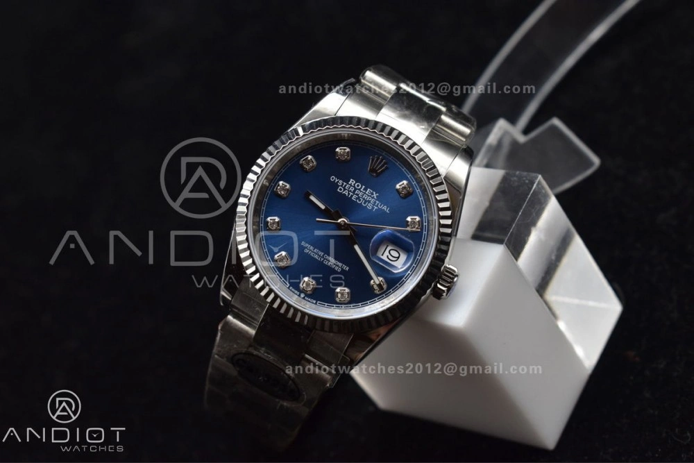 MultiPurpose DateJust 36 DIWF 1:1 Best Edition 904L Steel Blue Diamonds Dial on Oyster Bracelet SA 403