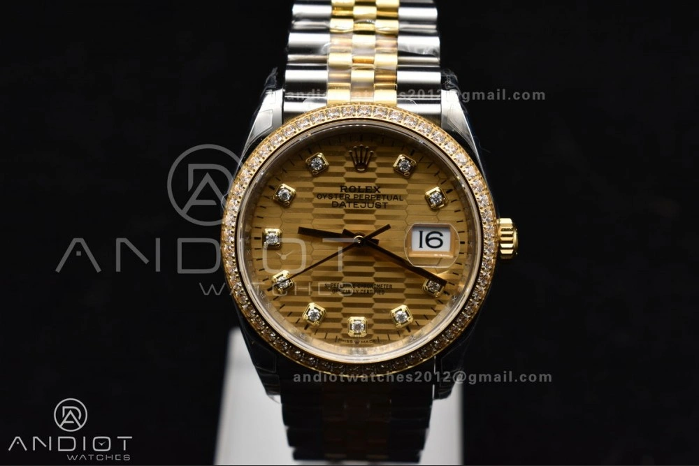 Comfortable DateJust 36 SS 126283rbr VSF 1:1 Best Edition 904L Steel YG Textured Diamonds Dial on Jubilee Bracelet VS 577