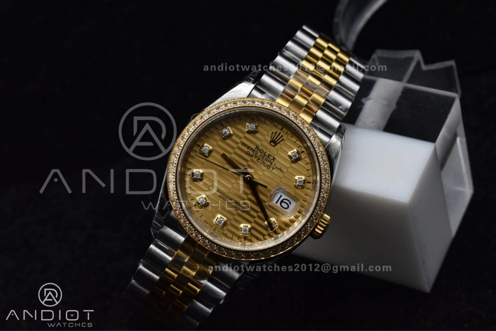 Comfortable DateJust 36 SS 126283rbr VSF 1:1 Best Edition 904L Steel YG Textured Diamonds Dial on Jubilee Bracelet VS 577