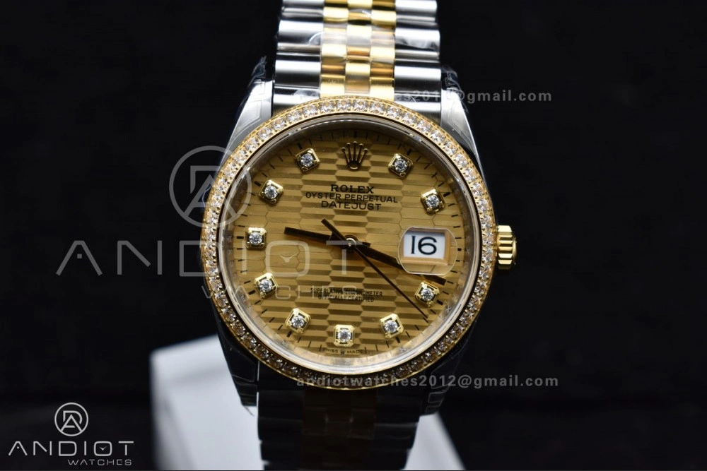 Comfortable DateJust 36 SS 126283rbr VSF 1:1 Best Edition 904L Steel YG Textured Diamonds Dial on Jubilee Bracelet VS 577