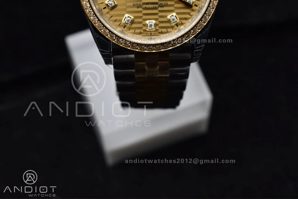 Comfortable DateJust 36 SS 126283rbr VSF 1:1 Best Edition 904L Steel YG Textured Diamonds Dial on Jubilee Bracelet VS 577