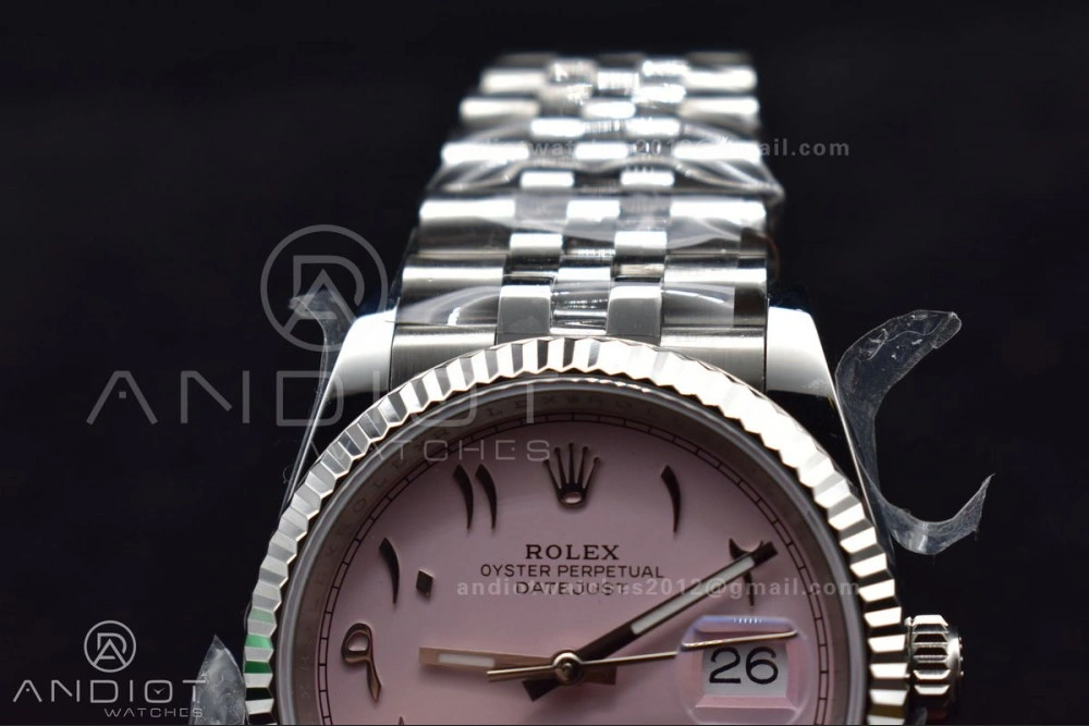 Affordable DateJust 36 SS DIWF 1:1 Best Edition 904L Steel Pink Arabic Dial on Jubilee Bracelet SA 581
