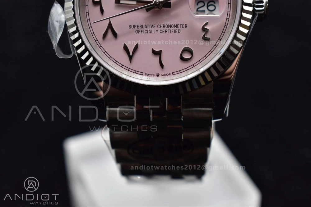 Affordable DateJust 36 SS DIWF 1:1 Best Edition 904L Steel Pink Arabic Dial on Jubilee Bracelet SA 581
