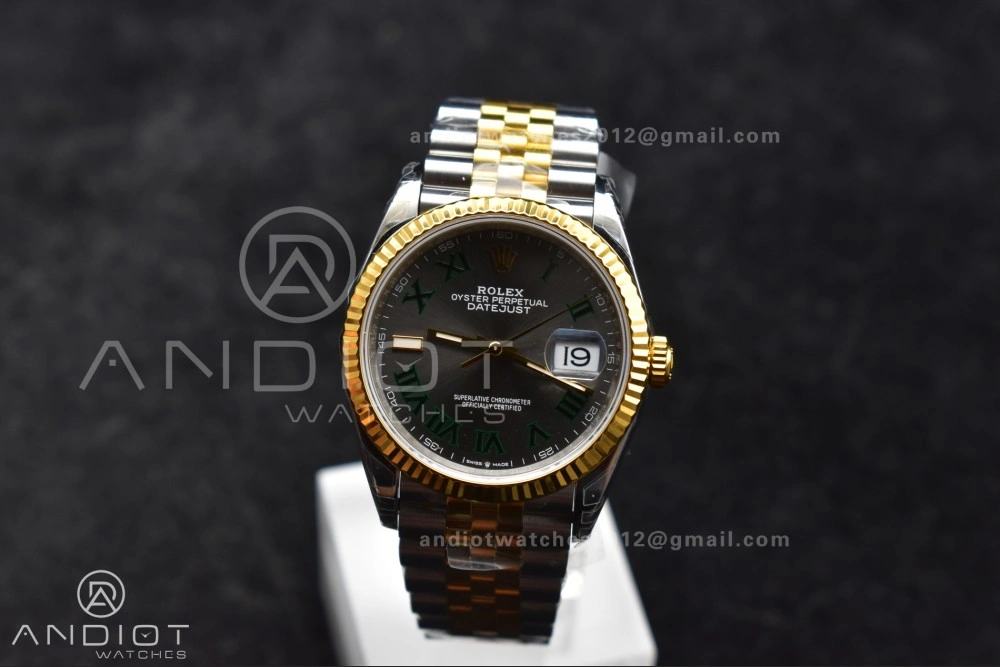 ModernLook DateJust 36 SS RG 126231 VSF 1:1 Best Edition 904L Steel Gray Dial Green Roman Marker on Jubilee Bracelet VS 578