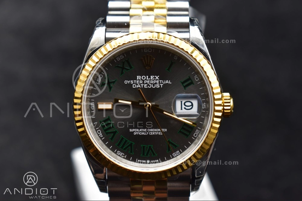 ModernLook DateJust 36 SS RG 126231 VSF 1:1 Best Edition 904L Steel Gray Dial Green Roman Marker on Jubilee Bracelet VS 578