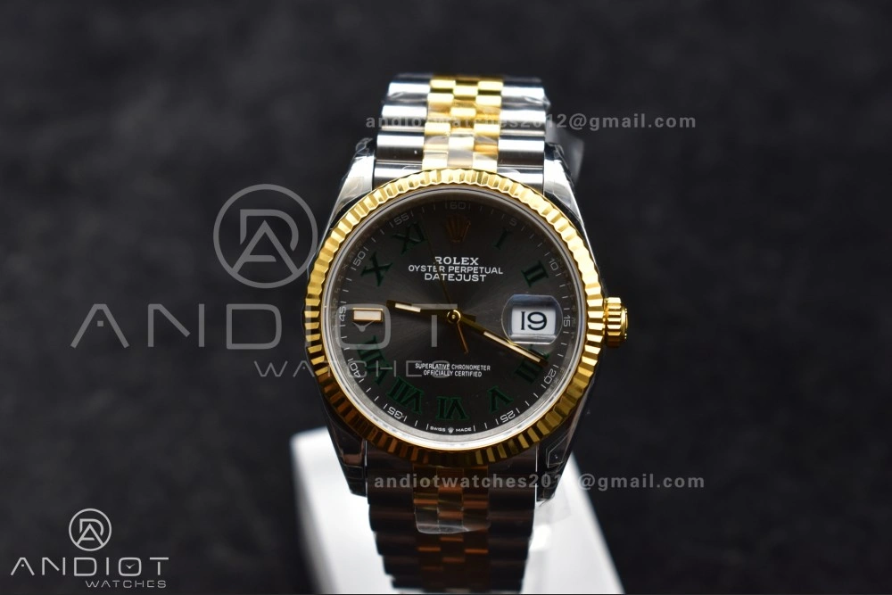 ModernLook DateJust 36 SS RG 126231 VSF 1:1 Best Edition 904L Steel Gray Dial Green Roman Marker on Jubilee Bracelet VS 578