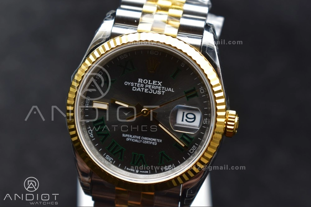ModernLook DateJust 36 SS RG 126231 VSF 1:1 Best Edition 904L Steel Gray Dial Green Roman Marker on Jubilee Bracelet VS 578