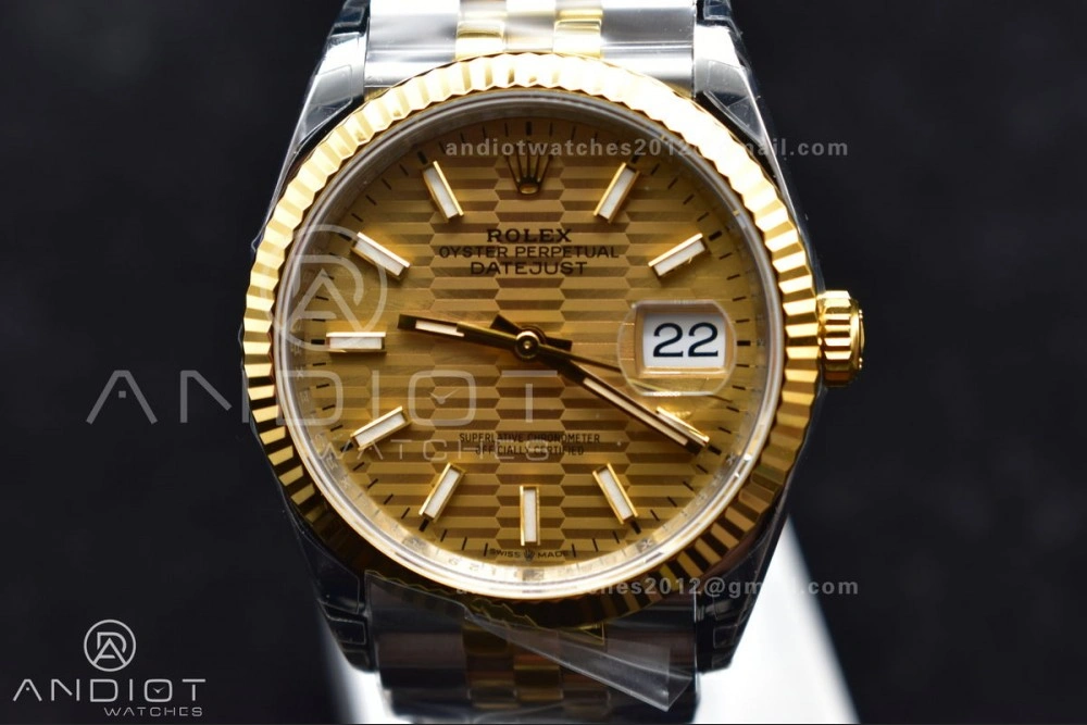 Elegant DateJust 36 SS YG 126231 VSF 1:1 Best Edition 904L Steel Gold Textured Dial on Jubilee Bracelet VS 592